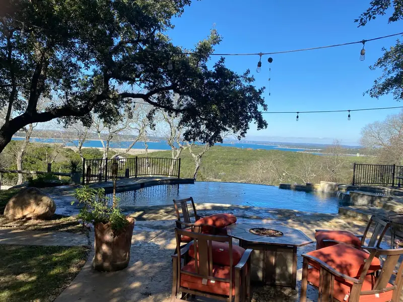 Festoon string lighting installation at Canyon Lake TX — outdoor entertainment lighting by Cross Texas Electric
